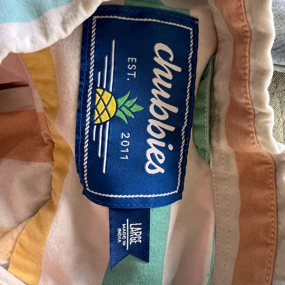 Chubbies The Utopia (Full Button Soft Stretch) - Pastel Rainbow Stripe - Large - Picture 4 of 10